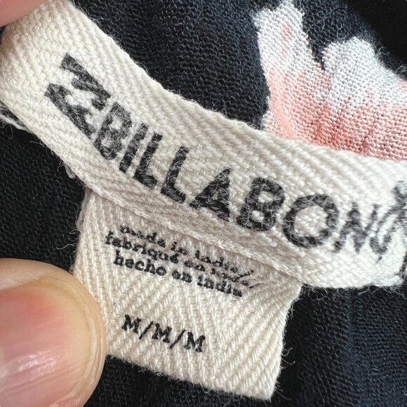 Billabong Beach Craze Floral Black Long Sleeve Tunic Mini Dress Size Medium - Picture 9 of 13